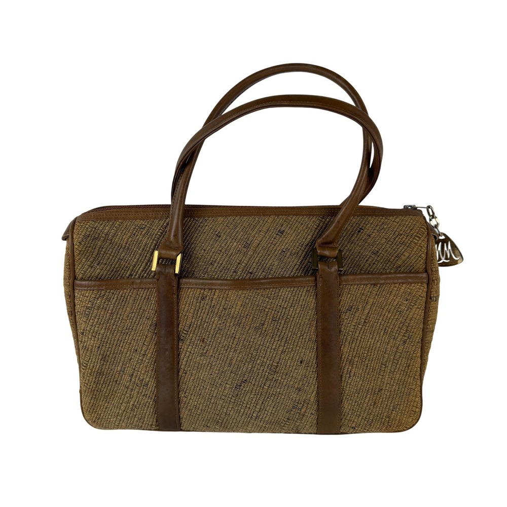 Vintage Morris Moskowitz Handbag Womens Brown Woven Raffia Leather‎ Made USA